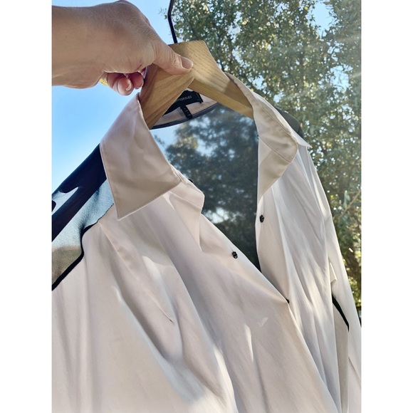 Robert Rodriguez button down white + sheer black - Picture 4 of 4